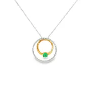 10k Two-tone 0.10ctw Emerald Circle Necklace