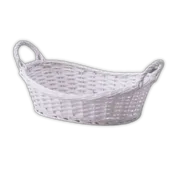10.5" White Oval Split Willow Tray W/ Ear Handles Gift Basket | 1 Count