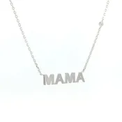 Sterling Silver MAMA diamond necklace