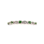 14K White Gold Tsavorite Garnet and Diamond Stackable Ring
