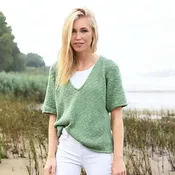 Alma V-Neck Top Knitting Pattern from the Mirasol Winqu Collection