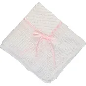 1107P-Julius Berger Belgium Lace with Pink Ribbon Blanket