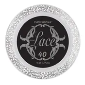 10.25″ LACE PLATES – WHITE W/ SILVER EDGE 40 CT.
