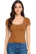 ADLT009 Seamless – Contrast Trim Crop Top