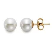 14KY 10MM FWC Pearl A Quality Studs