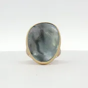 18K Yellow Gold Marco Bicego Lunaria Black Mother of Pearl Ring