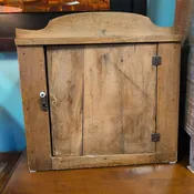 ANTIQUE PRIMITIVE WOODEN WALL CUPBOARD MADE OF PINE & OAK - TWO SHELVES