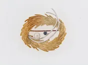14K-GOLD GEMSTONE BROOCH