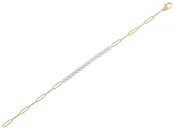 14K Two-Tone Gold Link Chain Bracelet with 1.02 CTW Diamonds, 7.25 Inch