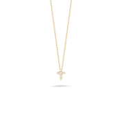 16-18" 18K YELLOW GOLD BABY DIAMOND CROSS CONTAINING 0.11CTS., TOTAL WEIGHT