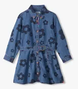 Big Flowers Swing Jean Dress