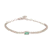14K White Gold Emerald and Diamond Bracelet