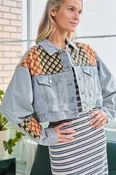 Distressed Patchwork Denim Jacket