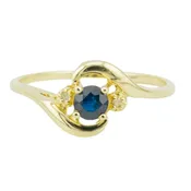 0.15ctw Round Sapphire with Diamond Accents Gemstone Ring in 14K Yellow Gold - 5.75