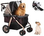 ♻️ Factory Refurnished - HPZ™ PET ROVER TITAN HD Premium Super-size Stroller SUV for Small/Medium/Large/X-Large Dogs, Cats and Pets (Taupe)