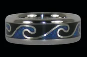 Australian Blue Opal and Jet Wave Hawaii Titanium Ring®