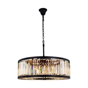 35.5" Greenwich 10 Light Crystal Chandelier In Matte Black With Royal Cut Golden Teak Smoky Crystal