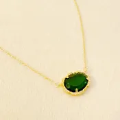 Culbreth's Jewelers Emerald Glass Jewel Pendant - 18k Gold Plated Necklace