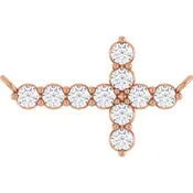 14K White 1/3 CTW Lab-Grown Diamond Sideways Cross Necklace Center