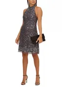 Aidan by Adrianna Papell Beaded Halter Fit & Flare Dress