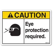 Caution: Eye Protection Required Safety Label – ANSI Style