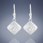 AS SEEN ON Netflix's Chambers: Silver Pyramid Earrings with Handwoven Metal Fabric and Glass
