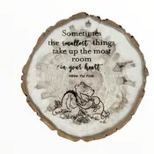 Baby Shower gift, on a beautiful Wood Slice 8"-9" diameter x 1" Thick with Wall Hanger