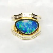 14Kt Boulder Opal Diamond Ring — Van Dell Jewelers