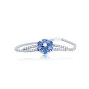Blue Sapphire and Diamond Flower Bracelet