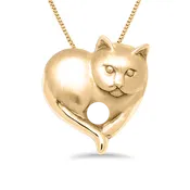 14Ky Gold Cat Heart Peapod Necklace With Birthstones