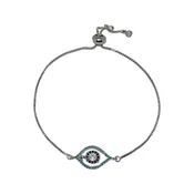 Adger Blue Gem Eye Silver Adjustable Bracelet