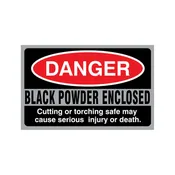 Accessory - Security - Sticker - Danger Black Powder Enclosed