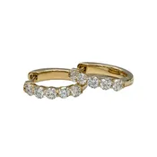 10=1.08 Carat Total Weight Round Brilliant Cut Diamond Hinged Huggie Hoop Earrings in 14K Yellow Gold