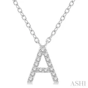 10K White Gold 0.05ctw Diamond Letter "A" Necklace
