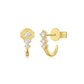 3 Diamond J Hoop Earring