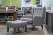 Allermuir Grainger Low Wing Arm Chairs with Matching Ottoman