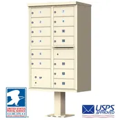 13 Tenant Door CBU Mailbox – USPS Approved (Includes Pedestal)