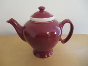 Vintage Hall McCormick Tea Pot Maroon Ceramic Infuser USA Maryland