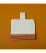 White Marble/Acacia Wood Square Handled Board