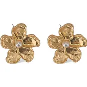 Golden Hibiscus Flower Earrings