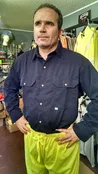 AmeriFire-AR Tecasafe Long Sleeve FR Button Shirt, NFPA 70E HRC 2 &amp; 2112 Compliant, Inherent FR- Doesn’t Wash Out! Navy, # AMFR-Button-N