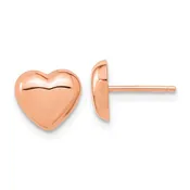 14K Rose Gold Adorable Heart Post Earrings