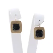 14K Two Tone Hammered Square Earrings