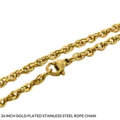 24" Gold-Plated Stainless Steel Rope Chain
