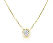 18K Yellow Gold Bezel-Set Diamond Solitaire Necklace