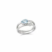 10K White Gold Pear Aquamarine & Diamond Minimalist Ring