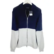 ATM Men Sweater US XXL Navy Blue Mock Neck Zip Up Cardigan Jacket