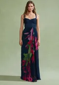 AMUR DREA PLEATED GOWN IN RIVER LILY STREAM
