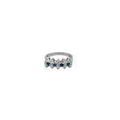 14K White Gold Diamond and Sapphire Band