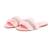 Pink Sequined Fluffy Faux Fur Slipper